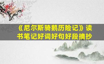 《尼尔斯骑鹅历险记》读书笔记好词好句好段摘抄