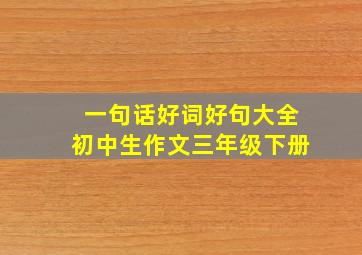 一句话好词好句大全初中生作文三年级下册