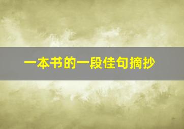 一本书的一段佳句摘抄