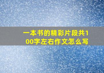 一本书的精彩片段共100字左右作文怎么写