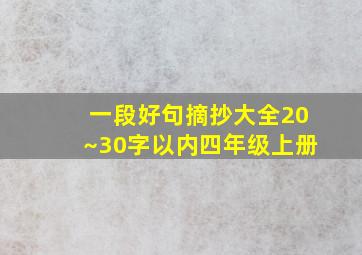 一段好句摘抄大全20~30字以内四年级上册