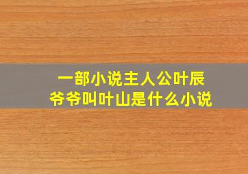 一部小说主人公叶辰爷爷叫叶山是什么小说