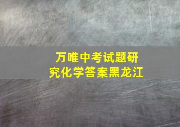 万唯中考试题研究化学答案黑龙江