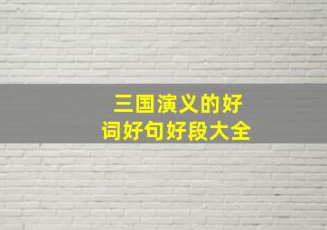 三国演义的好词好句好段大全