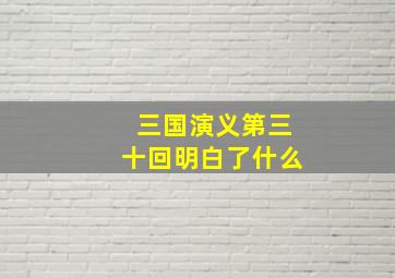 三国演义第三十回明白了什么