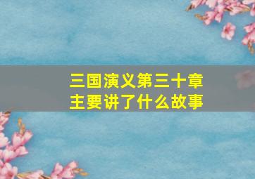 三国演义第三十章主要讲了什么故事