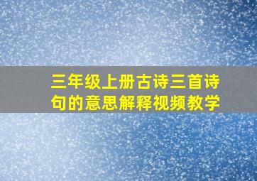 三年级上册古诗三首诗句的意思解释视频教学