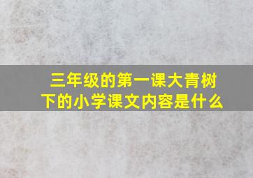 三年级的第一课大青树下的小学课文内容是什么