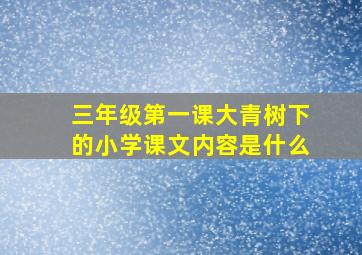 三年级第一课大青树下的小学课文内容是什么