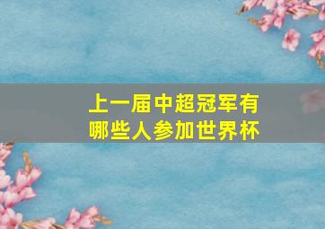 上一届中超冠军有哪些人参加世界杯