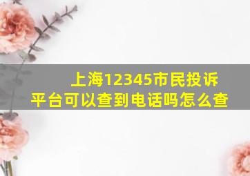 上海12345市民投诉平台可以查到电话吗怎么查