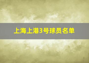 上海上港3号球员名单