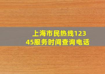 上海市民热线12345服务时间查询电话