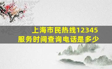 上海市民热线12345服务时间查询电话是多少