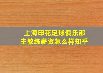 上海申花足球俱乐部主教练薪资怎么样知乎