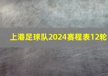 上港足球队2024赛程表12轮