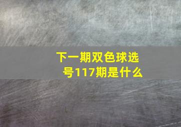 下一期双色球选号117期是什么