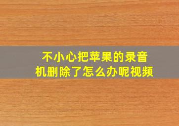 不小心把苹果的录音机删除了怎么办呢视频