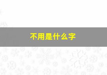 不用是什么字