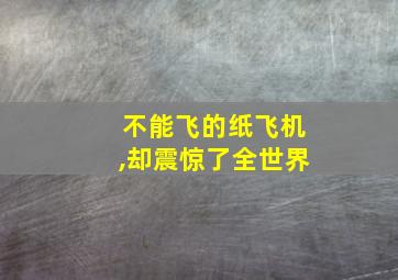 不能飞的纸飞机,却震惊了全世界