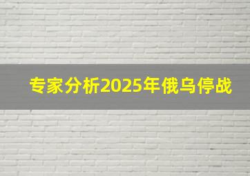 专家分析2025年俄乌停战