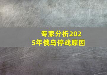 专家分析2025年俄乌停战原因