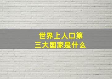 世界上人口第三大国家是什么