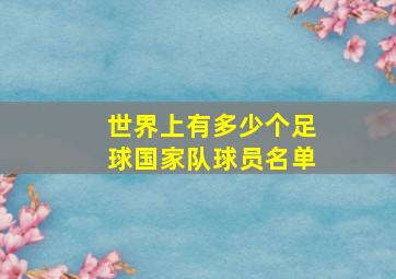 世界上有多少个足球国家队球员名单