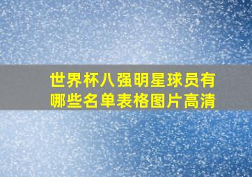 世界杯八强明星球员有哪些名单表格图片高清