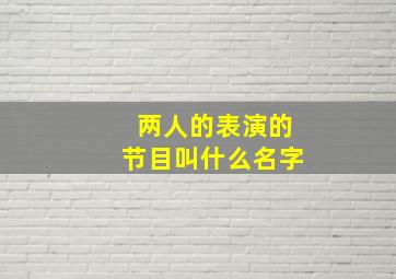 两人的表演的节目叫什么名字