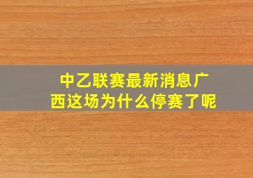 中乙联赛最新消息广西这场为什么停赛了呢