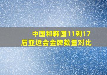 中国和韩国11到17届亚运会金牌数量对比