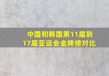 中国和韩国第11届到17届亚运会金牌榜对比