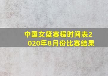 中国女篮赛程时间表2020年8月份比赛结果