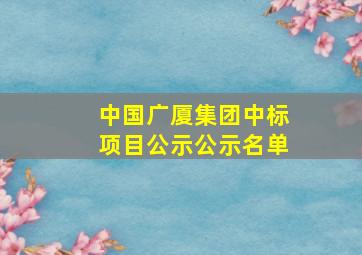 中国广厦集团中标项目公示公示名单