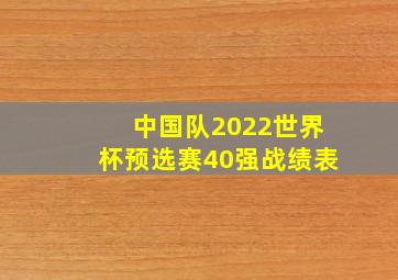 中国队2022世界杯预选赛40强战绩表