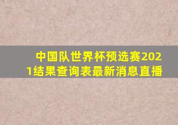 中国队世界杯预选赛2021结果查询表最新消息直播