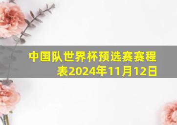 中国队世界杯预选赛赛程表2024年11月12日