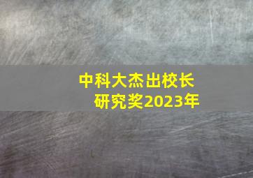 中科大杰出校长研究奖2023年