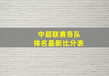 中超联赛各队排名最新比分表