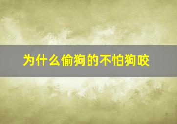 为什么偷狗的不怕狗咬