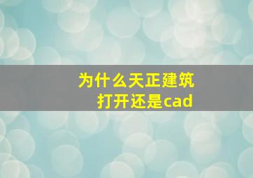 为什么天正建筑打开还是cad