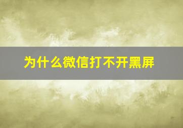 为什么微信打不开黑屏