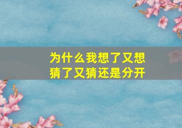 为什么我想了又想猜了又猜还是分开