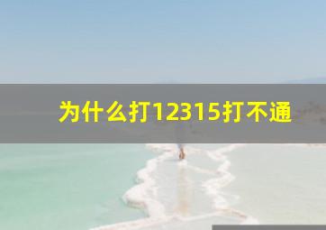 为什么打12315打不通