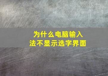 为什么电脑输入法不显示选字界面