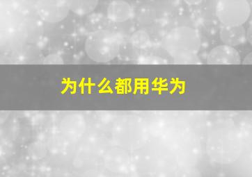 为什么都用华为