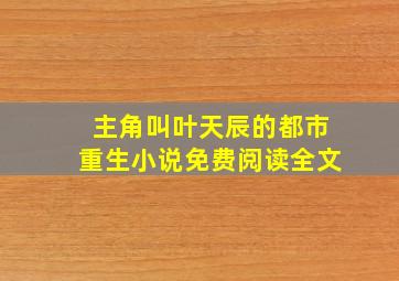 主角叫叶天辰的都市重生小说免费阅读全文