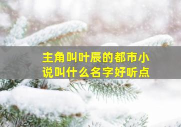 主角叫叶辰的都市小说叫什么名字好听点