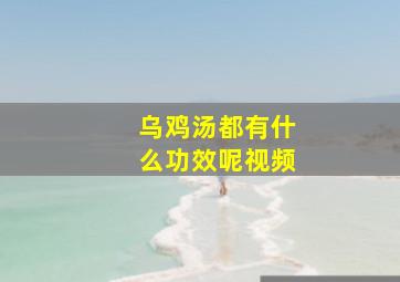 乌鸡汤都有什么功效呢视频